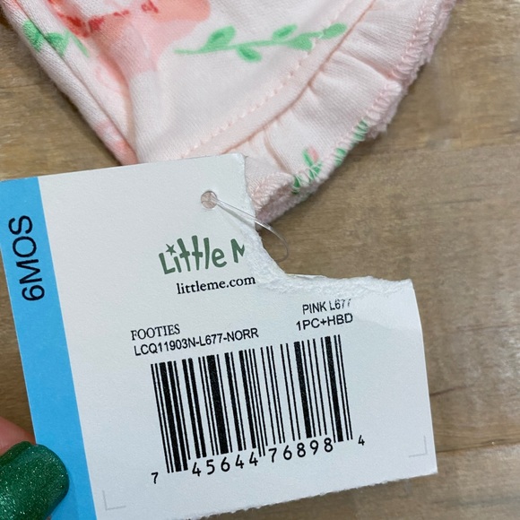 Little Me floral roses zipper Footie bodysuit with matching headband Nwt - Picture 4 of 8